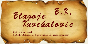 Blagoje Kuvekalović vizit kartica